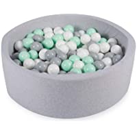 Los mejores  - Angelove Piscina De Bolas 90X30cm-200 Bolas para Bebé Niños Piscina De Espuma Redonda Blanda Gris Claro: Menta-Gris…